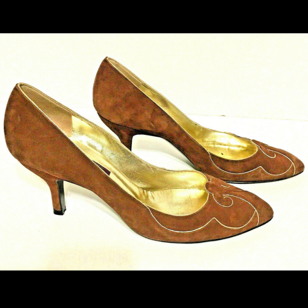 Kenzo Brown Heels with Gold Accents